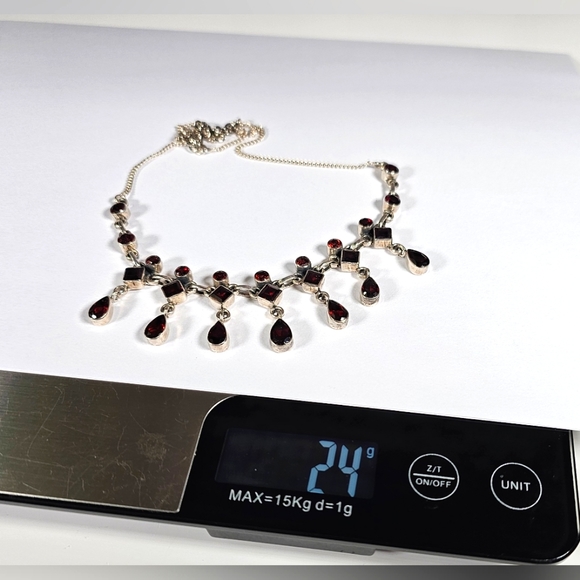 Genuine Garnet and Sterling Silver Set (Necklace, Bracelet, & Earrings) - Picture 8 of 8